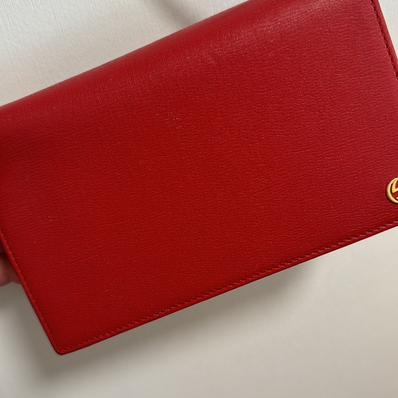 Gucci Textured Calfskin Medium Betty Chain Wallet Red - Picture 4 of 9